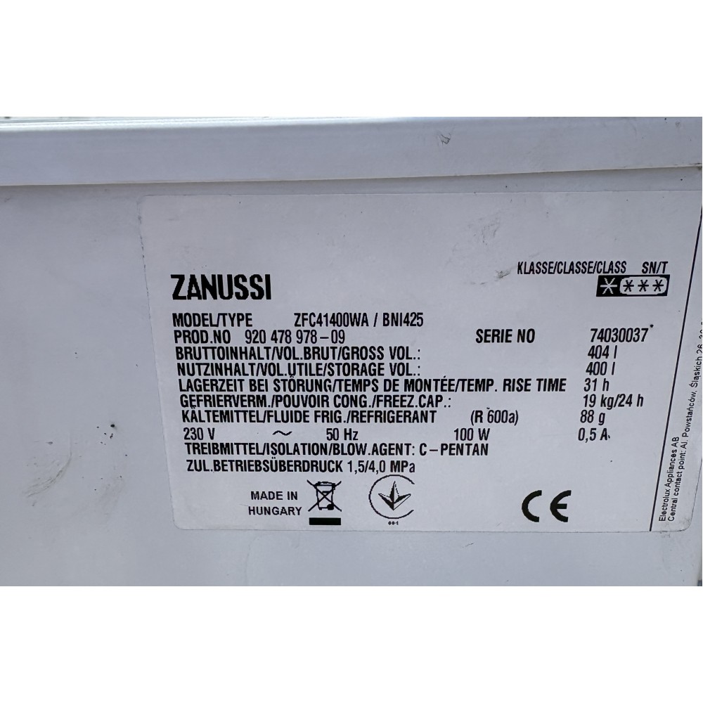 Zanussi fagyasztóláda, 400 liter