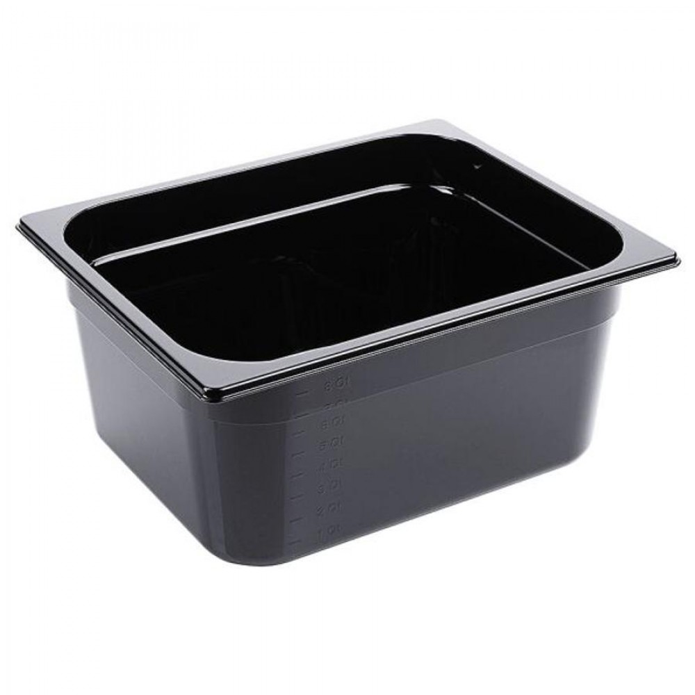 Fekete polikarbonát GN 1/2-es edény 150 mm mély, 9,2 L