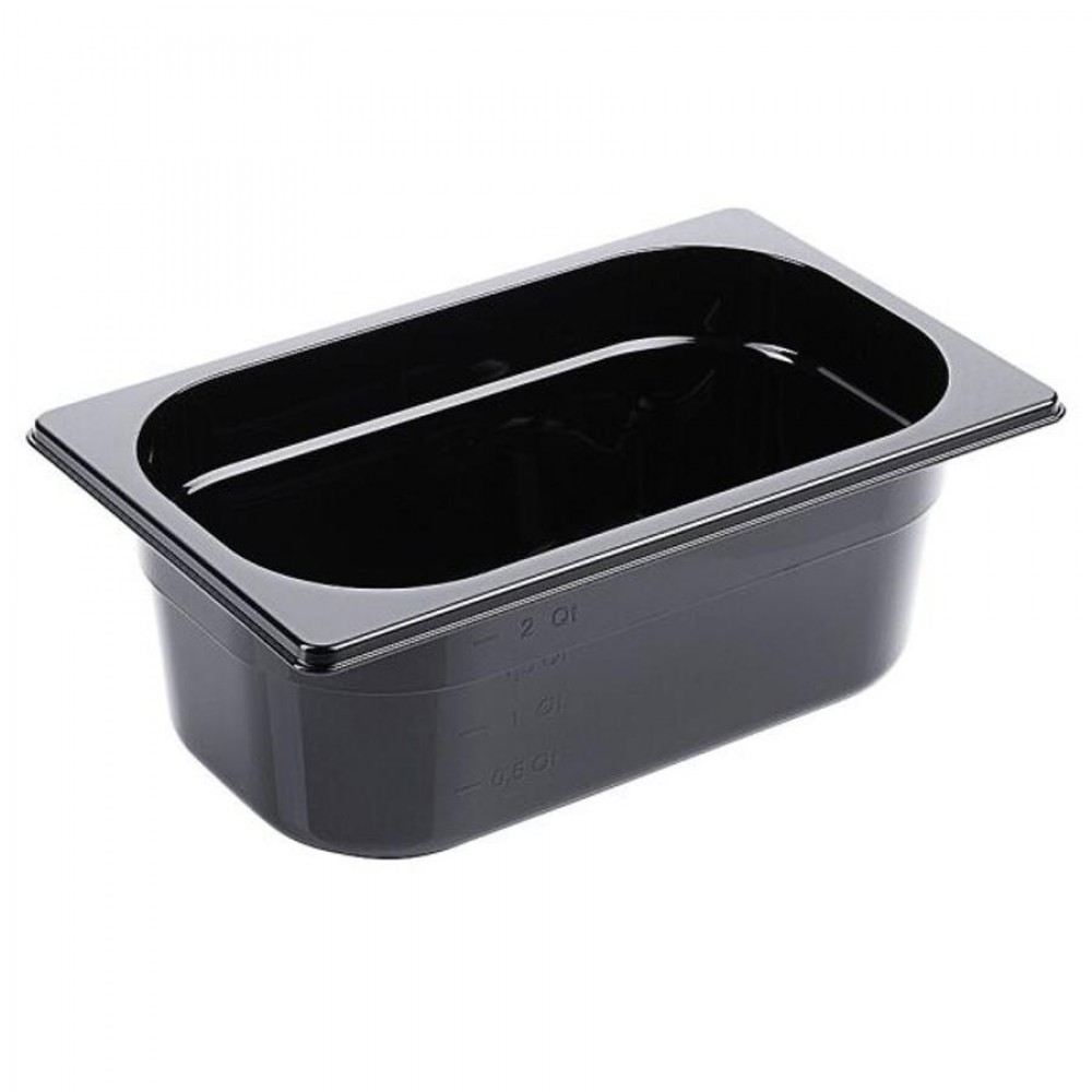 Fekete polikarbonát GN 1/4-es edény 100 mm mély, 2,5 L
