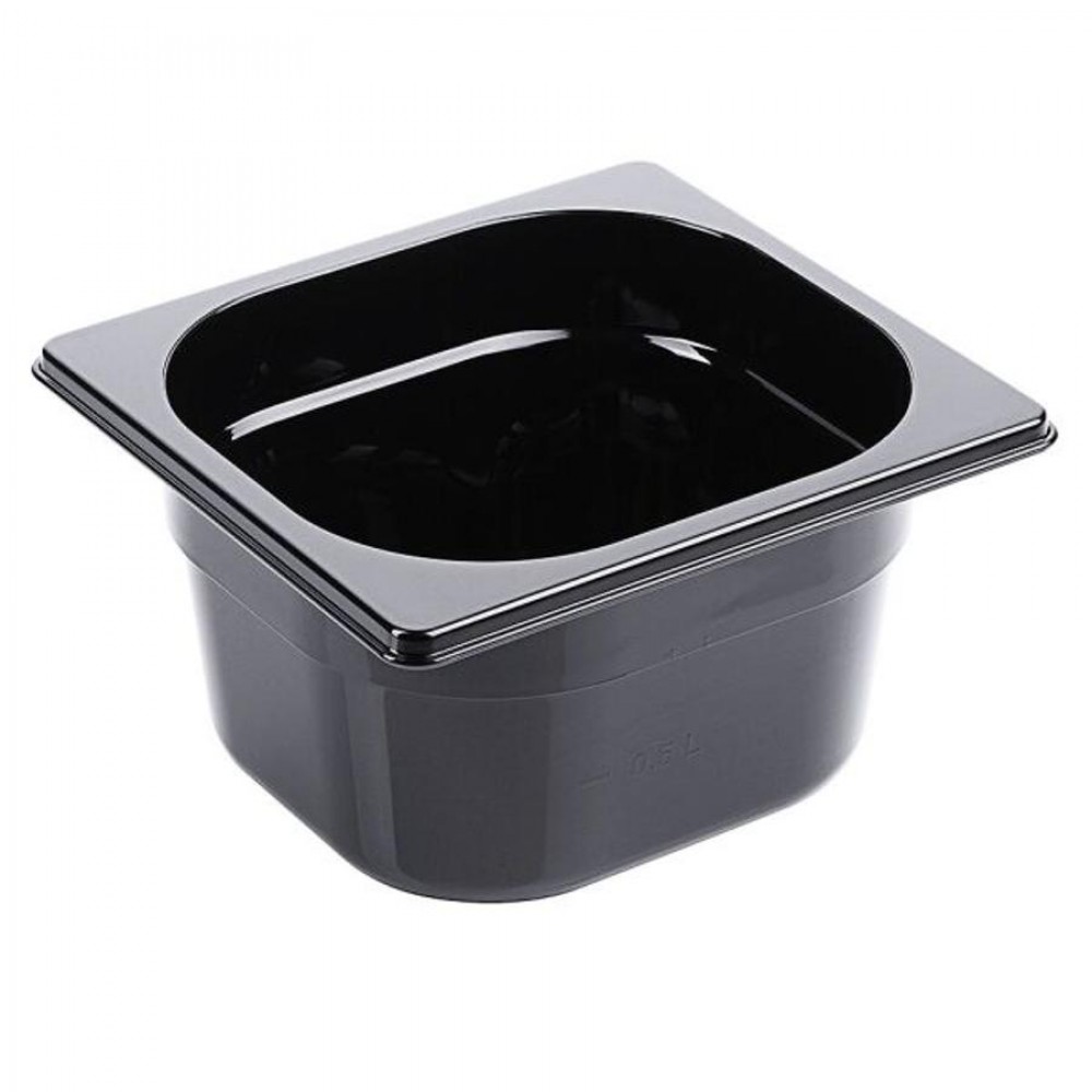 Fekete polikarbonát GN 1/6-os edény 100 mm mély, 1,5 L