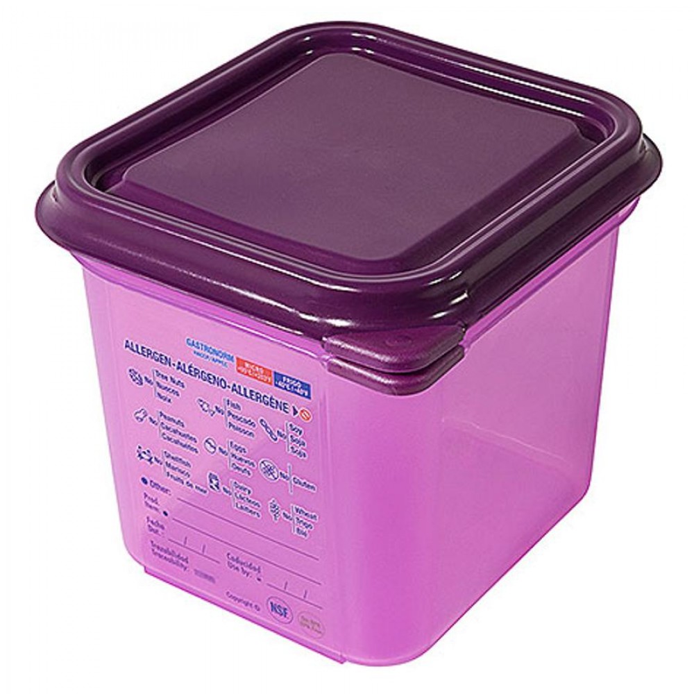 Allergének tárolására készült GN 1/6-os edény, 150 mm mély, 2,6 L